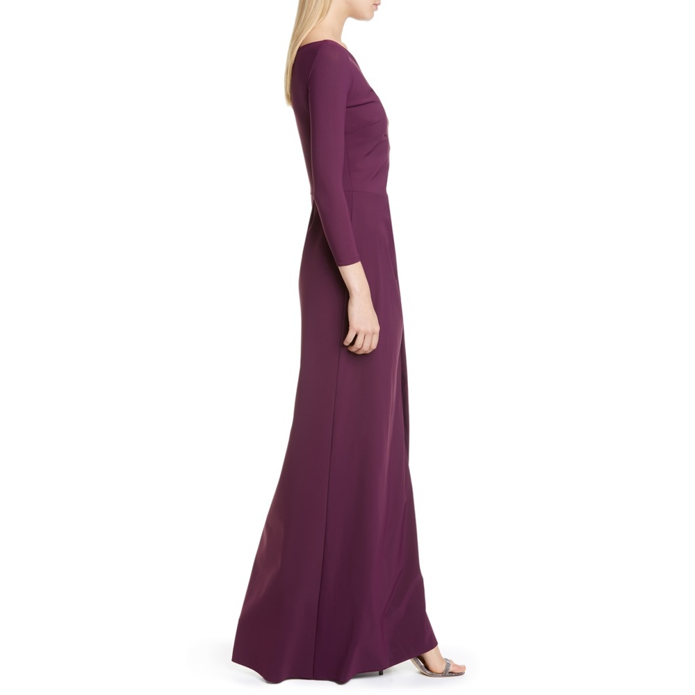 NEW Chiara Boni La Petite Robe Litonya Uni Bracelet Sleeve Gown Burgundy Size 2 - Picture 10 of 12